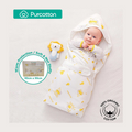 Purcotton Baby Swaddle 90cm x 90cm Yellow Baby Elephant