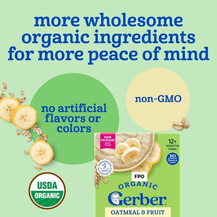 Gerber 2nd Foods Organic Oatmeal Banana Cereal 227g (12+ months)