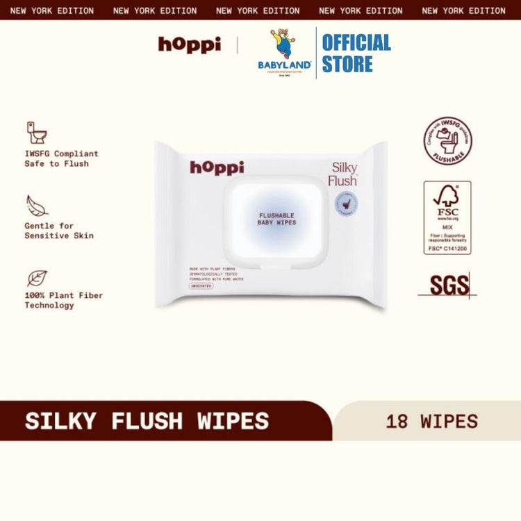 Hoppi Flush Flushable Baby Wipes 18 sheets (Single Pack)