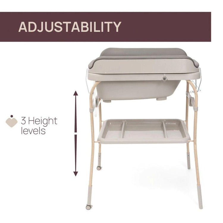 Chicco Soft Bubble Armonia Height Adjustable Baby Nursing Table & Bath Tub with 2 Wheels with Brake