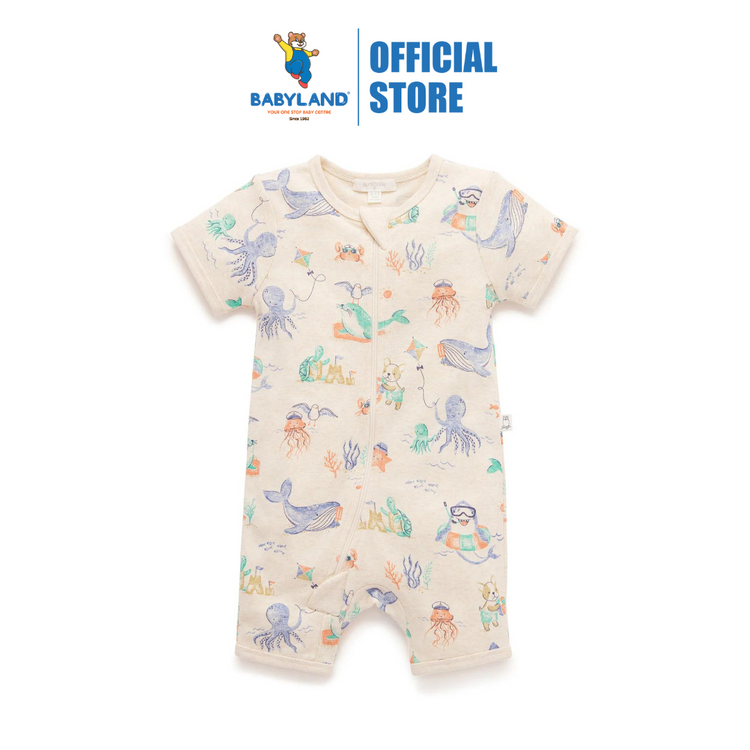 Purebaby Splish Splash Short Sleeve Zip Growsuit