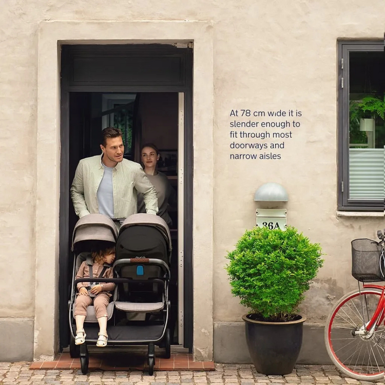 Nuna trvl™ dubl Stroller - Caviar | Side-By-Side Double (Up to 50 lbs per seat)