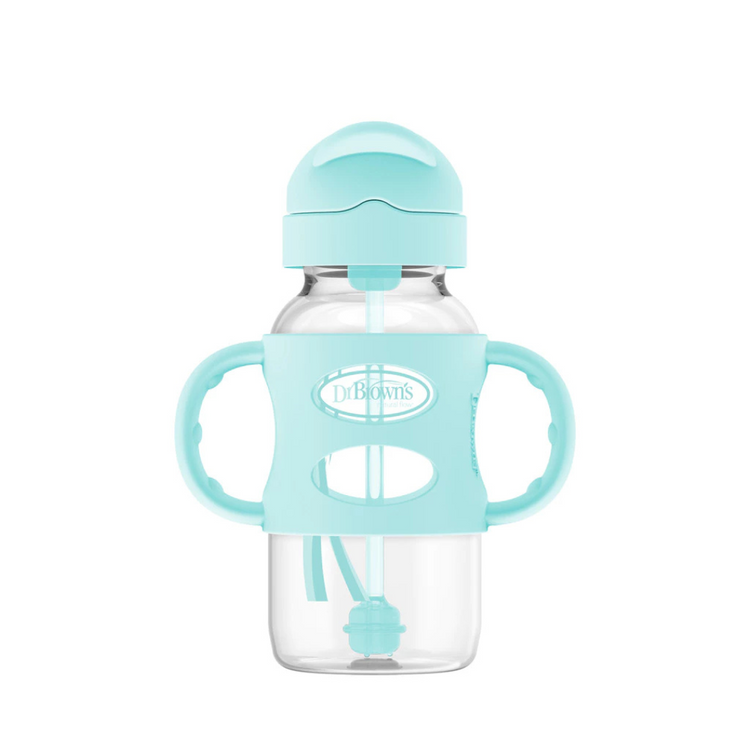 Dr Brown's Anti-Colic Options+ PP Wide Neck Sippy Straw Bottle With Handle - 270ml (6m+)