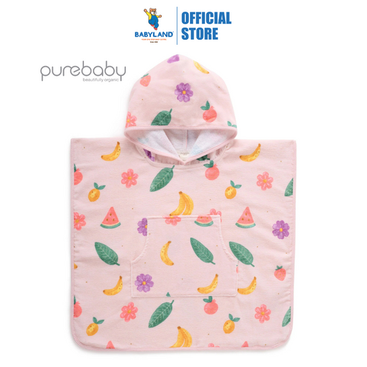Purebaby Organic Tropical Fruity Hooded Towelling Poncho