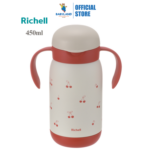 Richell Training L.I No-Spill Insulated Straw Cup 450ml - Red (7m+)
