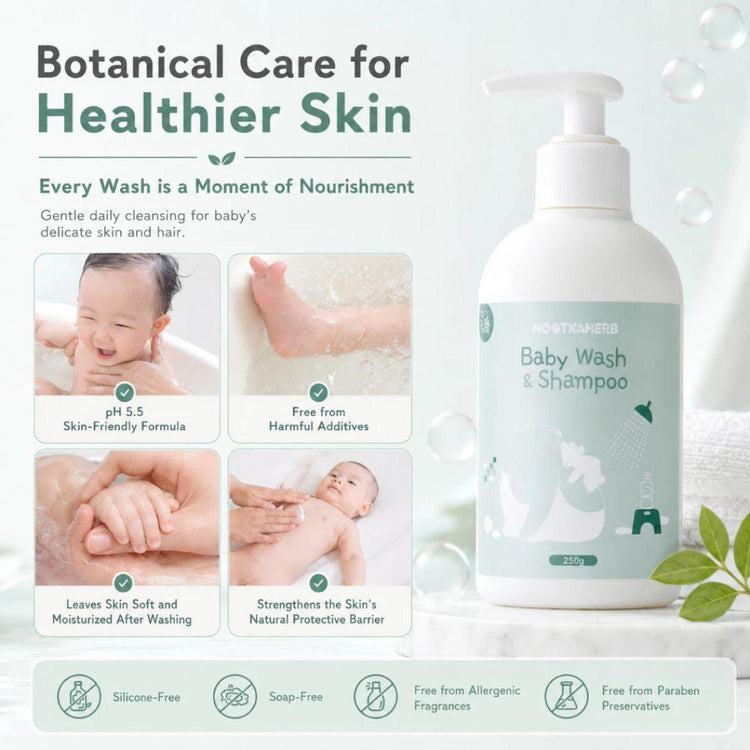 Nootkaherb 2-in-1 Baby Wash & Shampoo 250g – Gentle Milk Fragrance