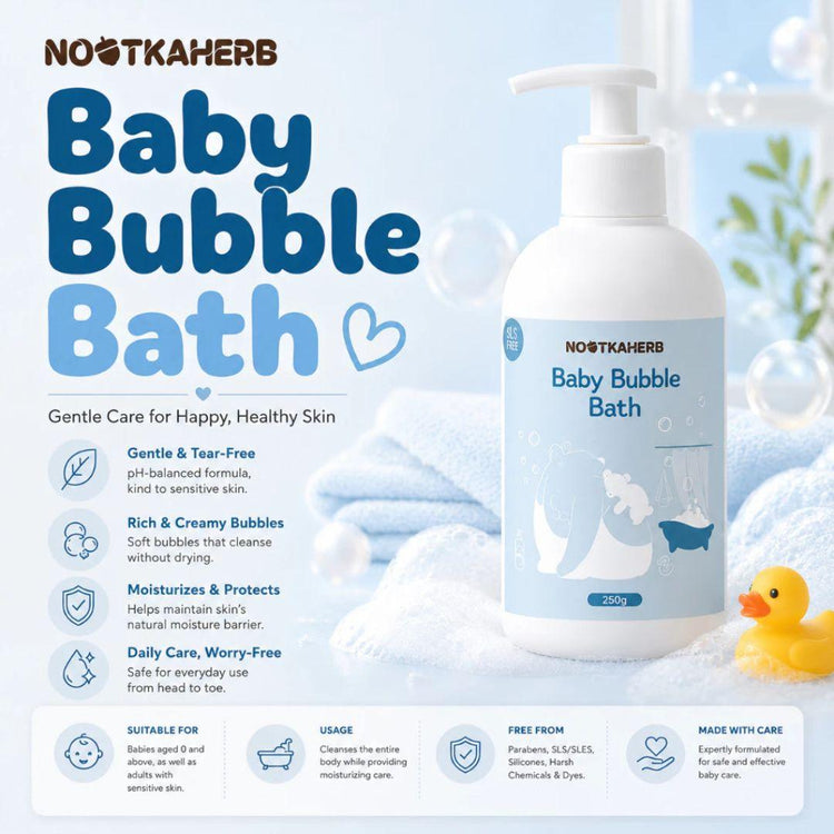 Nootkaherb Baby Bubble Bath 250g – Gentle Milk Scent | For Sensitive Skin & All Ages