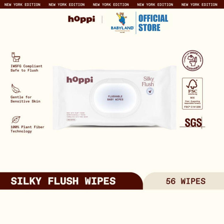 Hoppi Flush Flushable Baby Wipes 56 sheets (Single Pack)