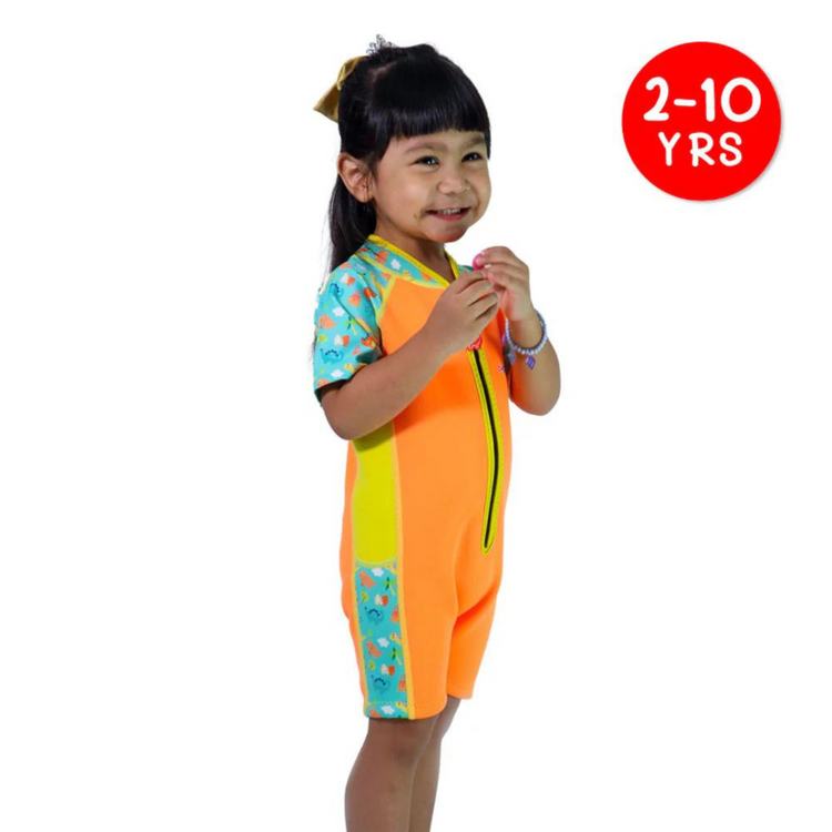 Cheekaaboo Wobbie Toddler Thermal Swimsuit UPF50+ - Orange Dino