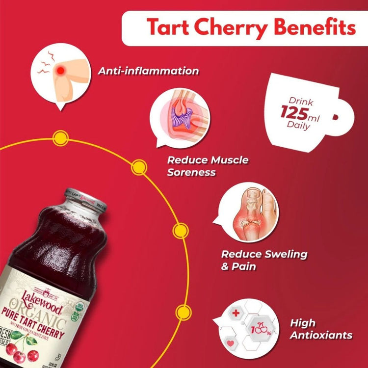 Lakewood Gluten Free Organic Pure Tart Cherry Juice (32oz) - Gout Relieve & Insomnia
