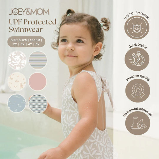 Joey & Mom Kids UPF50+ Swimwear Coastal Collection | Sun Protection Baby & Toddler Swimsuit for Boys & Girls