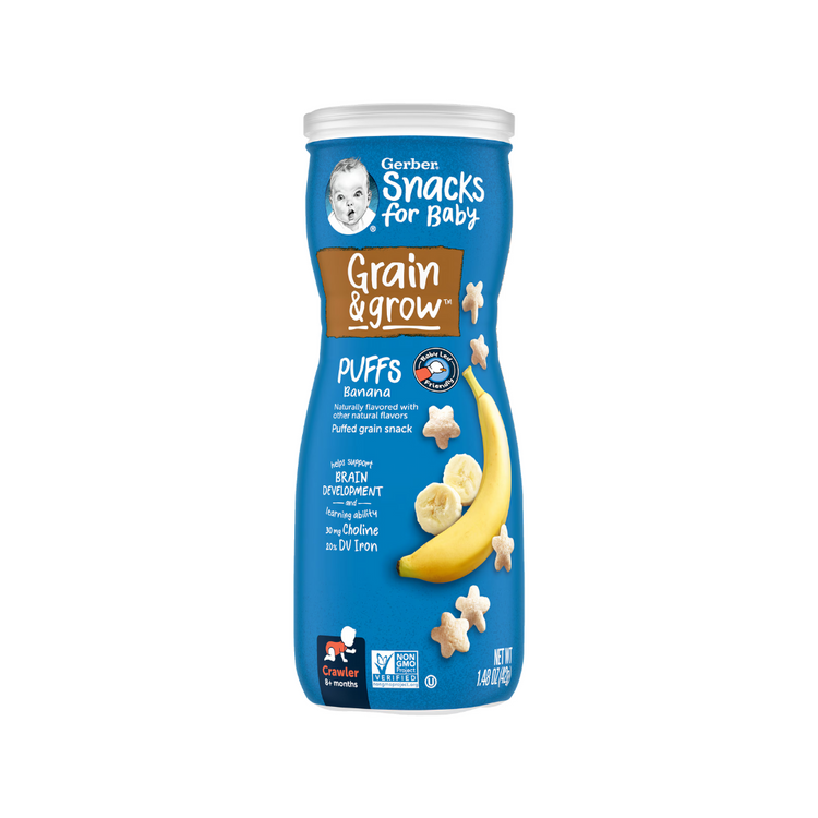 Gerber Puffs 42g - (8m+) SweetPotato/ Strawberry/ AppleVanilla/ AppleCinnamon/ PeachBanana/ Blueberry