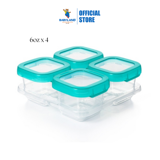 Oxo Tot Baby Blocks Plastic Freezer Storage Containers Set Teal (6oz/180ml)