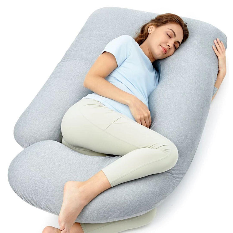 Momcozy PP102 U-Shaped Cooling Fabric Pregnancy Pillow - Blue