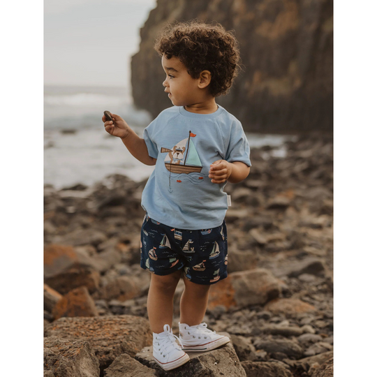 Purebaby Organic Kids Voyager Relaxed Tee - Surf Print