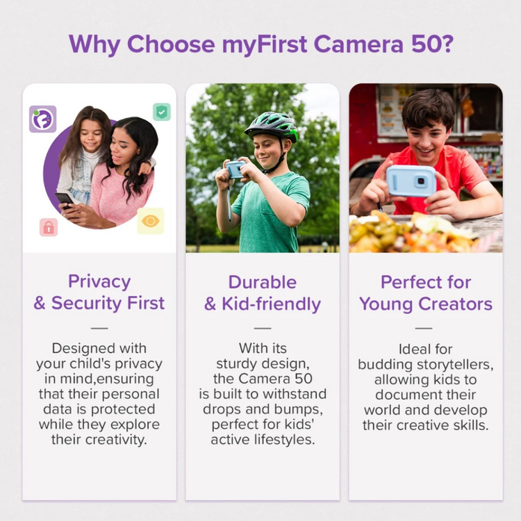myFirst Camera 50 Dual Lens Kid's Digital Camera with Artificial Intelligence Curation WiFi Connectivity & Social Circle