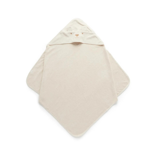 Purebaby Organic Hooded Towel - Wheat Melange Bear