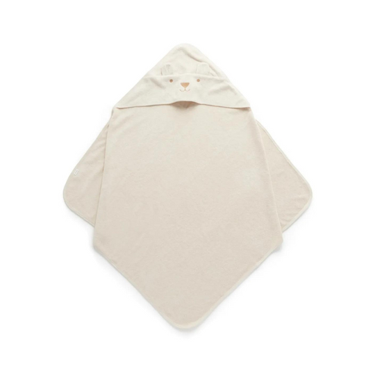 Purebaby Organic Hooded Towel - Wheat Melange Bear