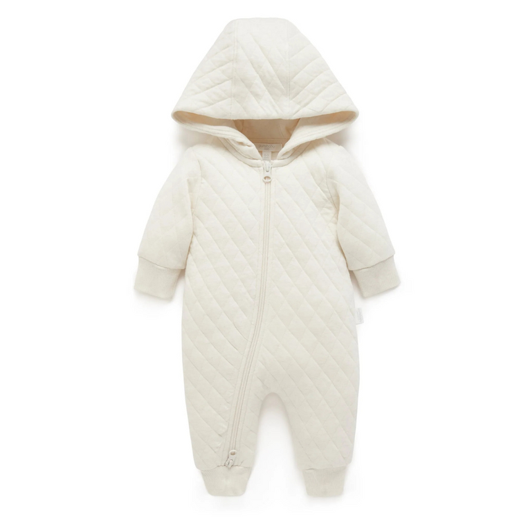 Purebaby Organic Quilted Growsuit - Wheat Melange