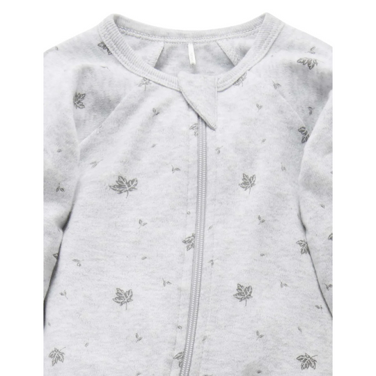 Purebaby Organic Sleepsuit Purebaby Australia - Pale Grey Leaf