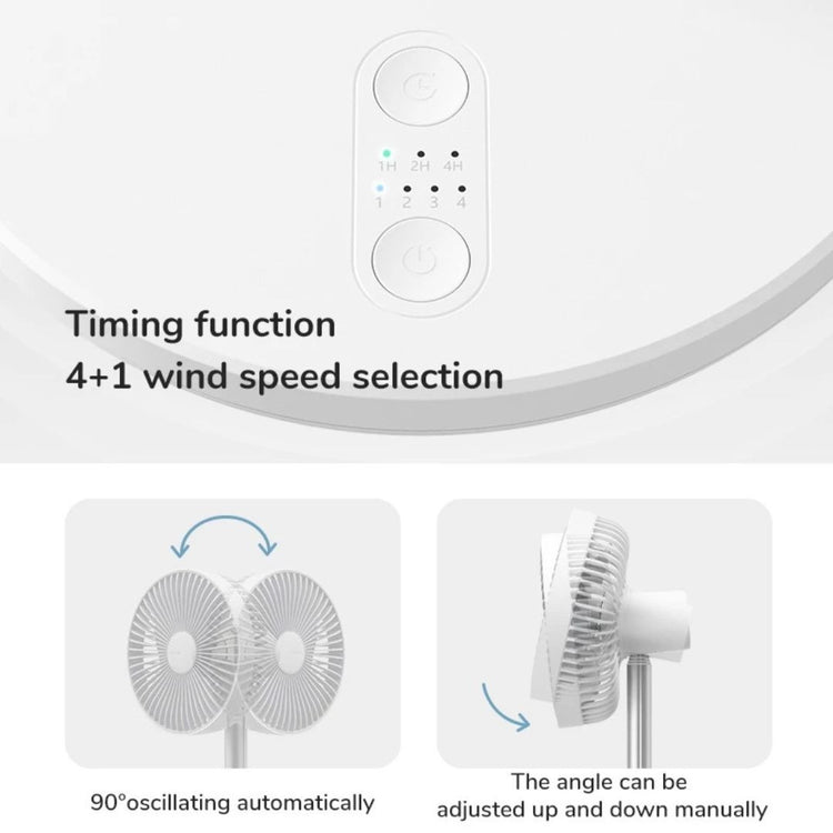 JisuLife Portable Oscillating Extendable Desk Fan FA13P (8000mAh) | Upgraded Version