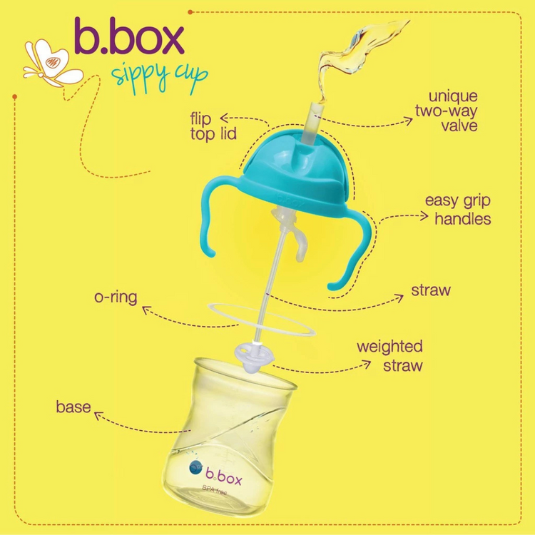 B.Box Baby Sippy Straw Cup 240ml With 360 Degree Weighted Straw (6m+) / Replacement Straw Set