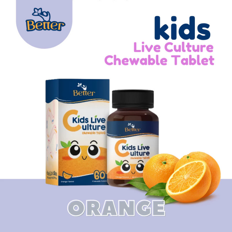 (HALAL) Better Kids Live Culture Chewable Tablet 60’s. Probiotic – 100% Natural Colours and No Preservatives