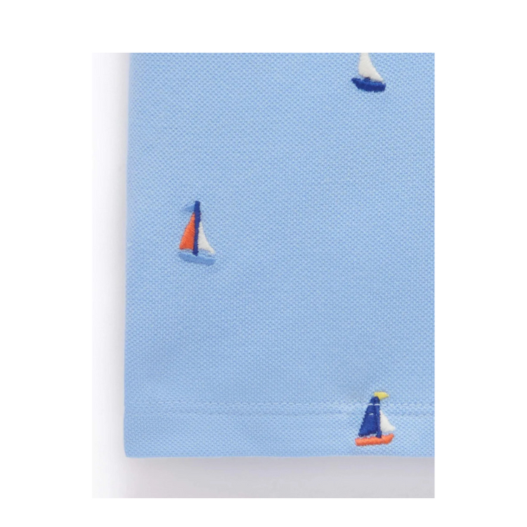 Purebaby Organic Kids Yacht Polo Shirt - Yacht Broderie