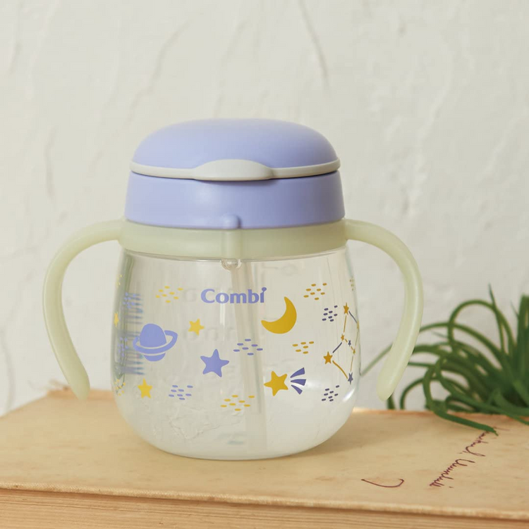 Combi Baby Lakumug Straw Glow 240ml - Purple (6m+)