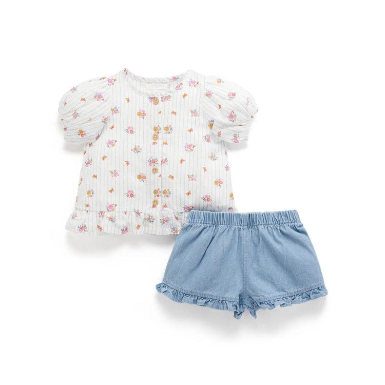 Purebaby Organic Butterfly Stripe Print Baby Kids Butterfly Stripe Set
