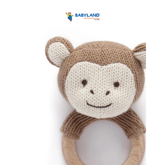 Purebaby - Organic Knitted Monkey Rattle Coconut (0m+)