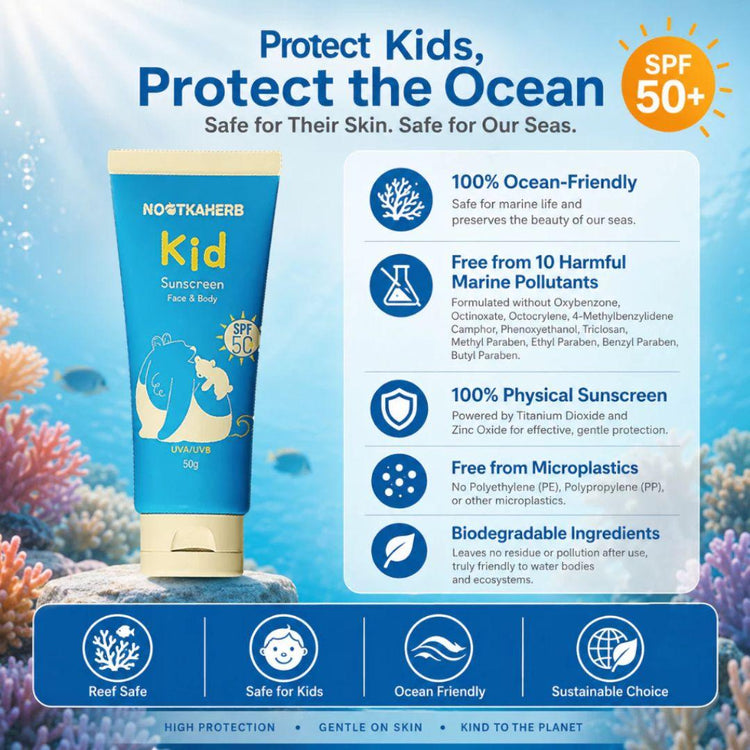 Nootkaherb Kid Sunscreen Face & Body SPF50 50g | Food-Grade sunscreen | 1st in Malaysia