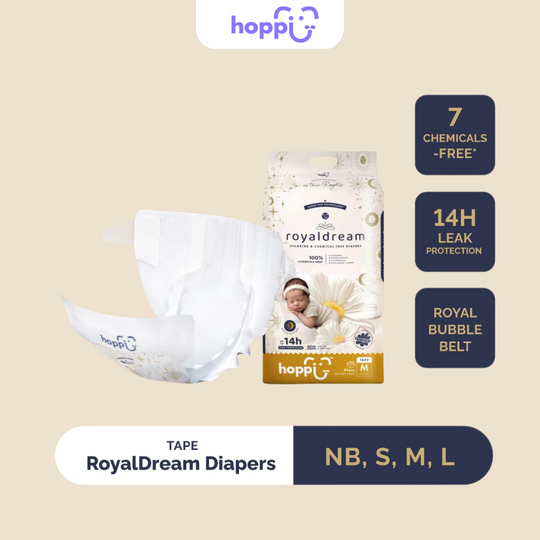 Hoppi Royal Dream Tape Diapers (1 Pack) 100% 7 Chemicals-Free