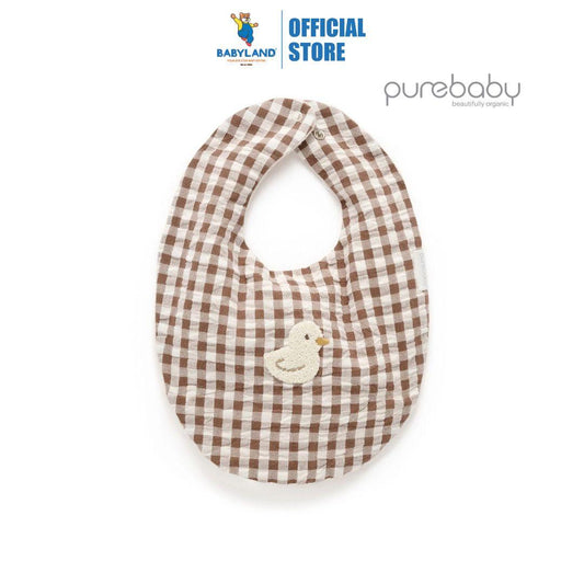 Purebaby Organic Milk Choc Gingham Print Bib