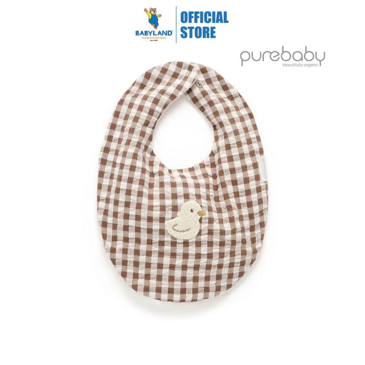 Purebaby Organic Milk Choc Gingham Print Bib