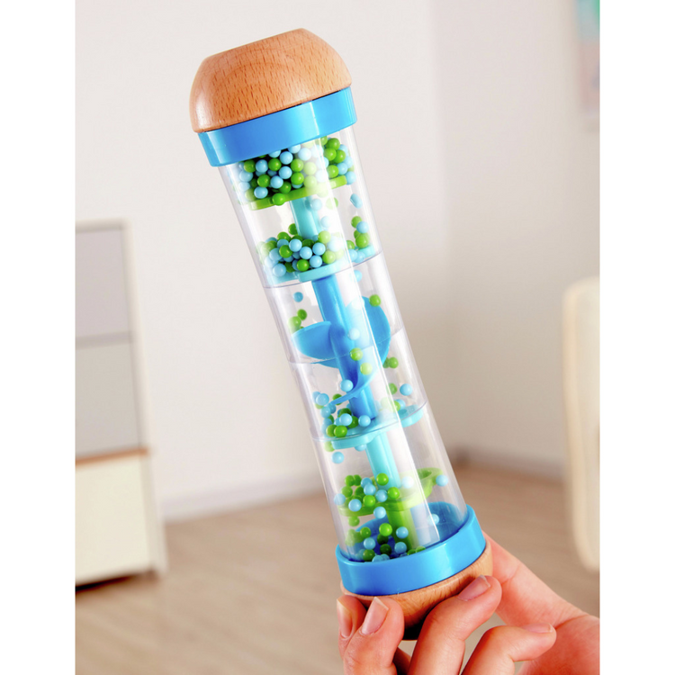 Hape 0328 Beaded Raindrops Rattle - Blue for baby age 6 months+