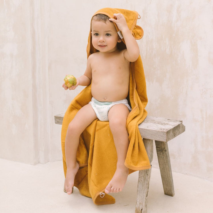 Joey & Mom Bamboo Cotton Hooded Baby Bath Towel 90x90cm | Newborn & Toddler Bath Towel | Soft Absorbent Quick-Dry Towel