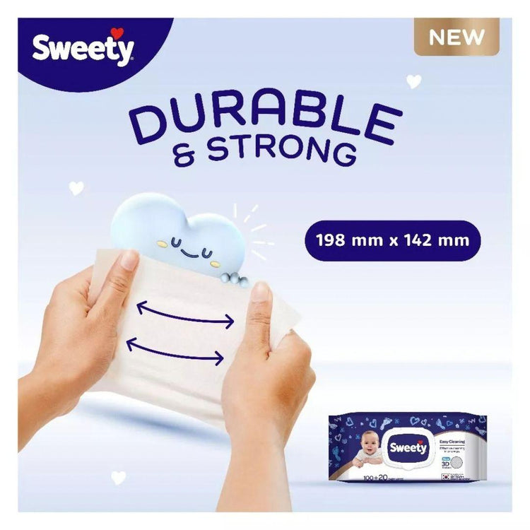 Huggies Sweety Easy Cleaning Baby Wipes 120S –3D texture for effective cleaning in one wipe