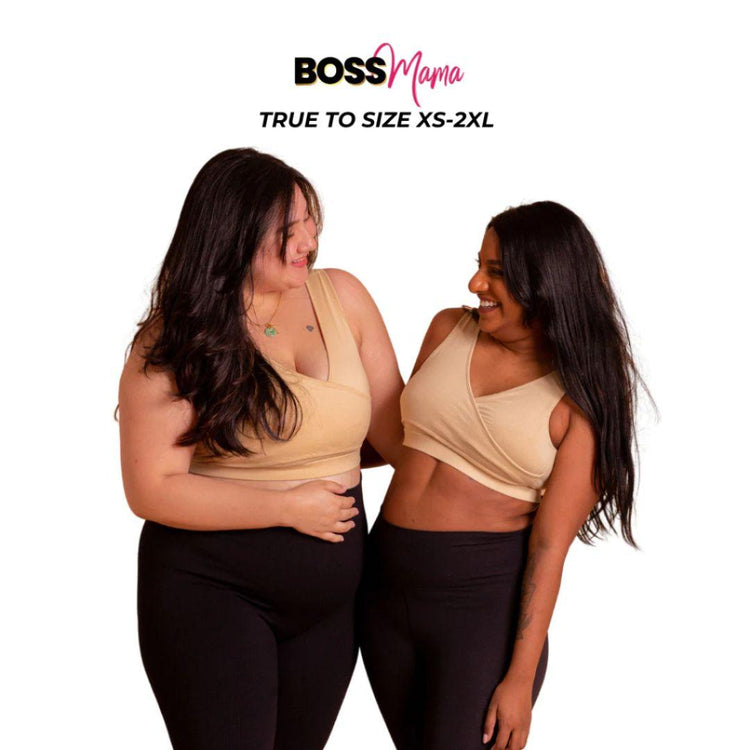 Boss Mama Real-Support Bra - Pregnancy, Nursing and Pumping Bra -Friendly Wireless Soft Thick Band Flexible