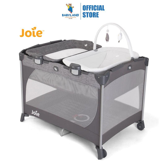 Joie Commuter Change and Snooze Travel Cot - Linen Gray ( Birth to 15kg )