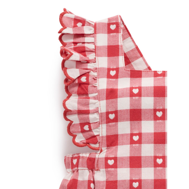 Purebaby Organic Overall Bodysuit - Heart Gingham