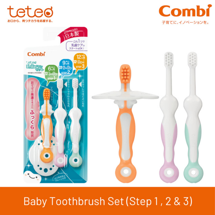 Combi Baby Teteo Baby Toothbrush Set (6-12m+)