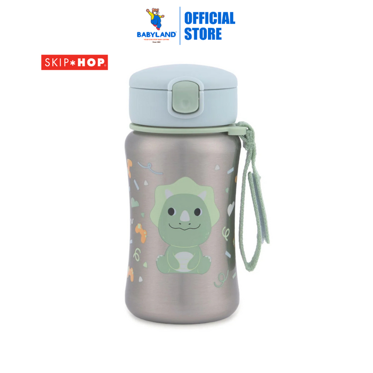 Skip Hop Besties Squad Stainless Steel Straw Bottle - Dino (12+ months)