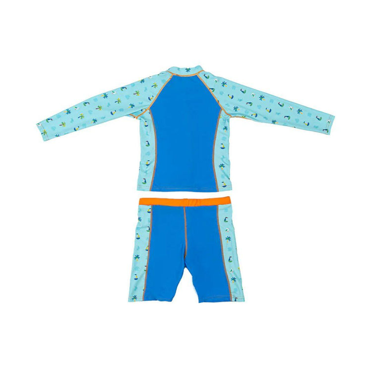 Cheekaaboo AquaLite Swimsuit Nylon 2-Piece UPF50+ Blue Palm Tree