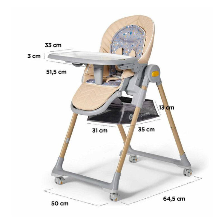 Kinderkraft Lastree 2 In 1 High Chair With Bouncer - Grey