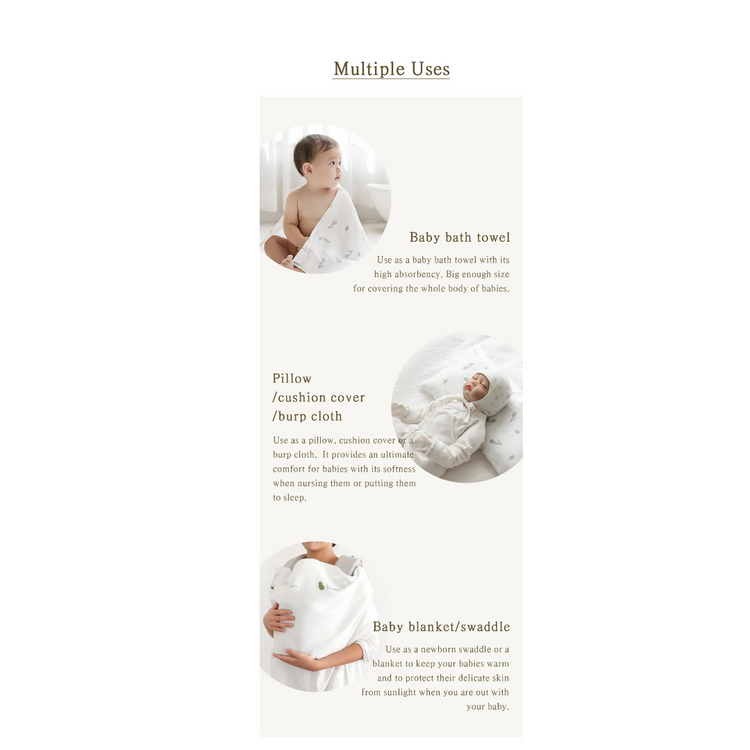 Bebe Bamboo 3 Pcs Set Signature Swaddle Cloth/ Blanket - Flower Buds