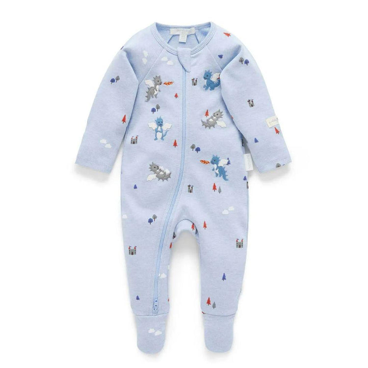 Purebaby Organic Zip Growsuit Castle Print