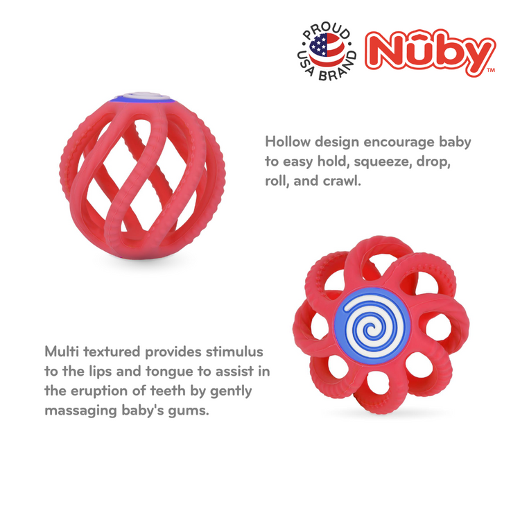 Nuby Silicone Collapsible Ball Teether - FDA (3m+) (Random Color)