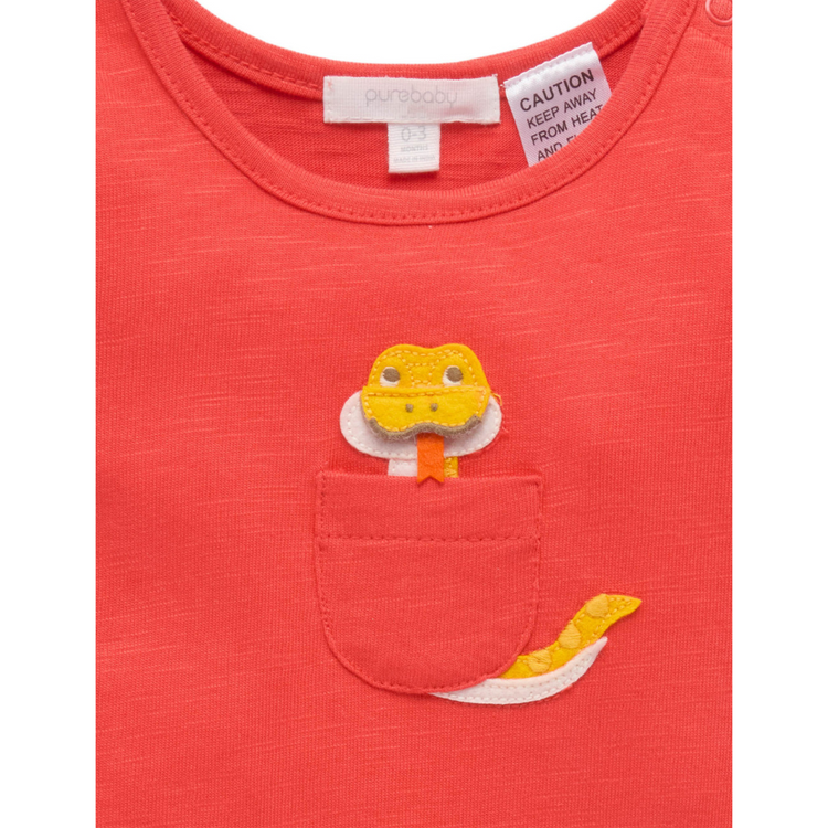 Purebaby Organic Chinese Red Baby Snake Peekaboo Growsuit