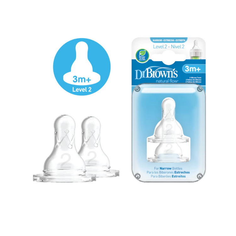 Dr Brown's Options+ Narrow-Neck Silicone Teat (2Pcs)